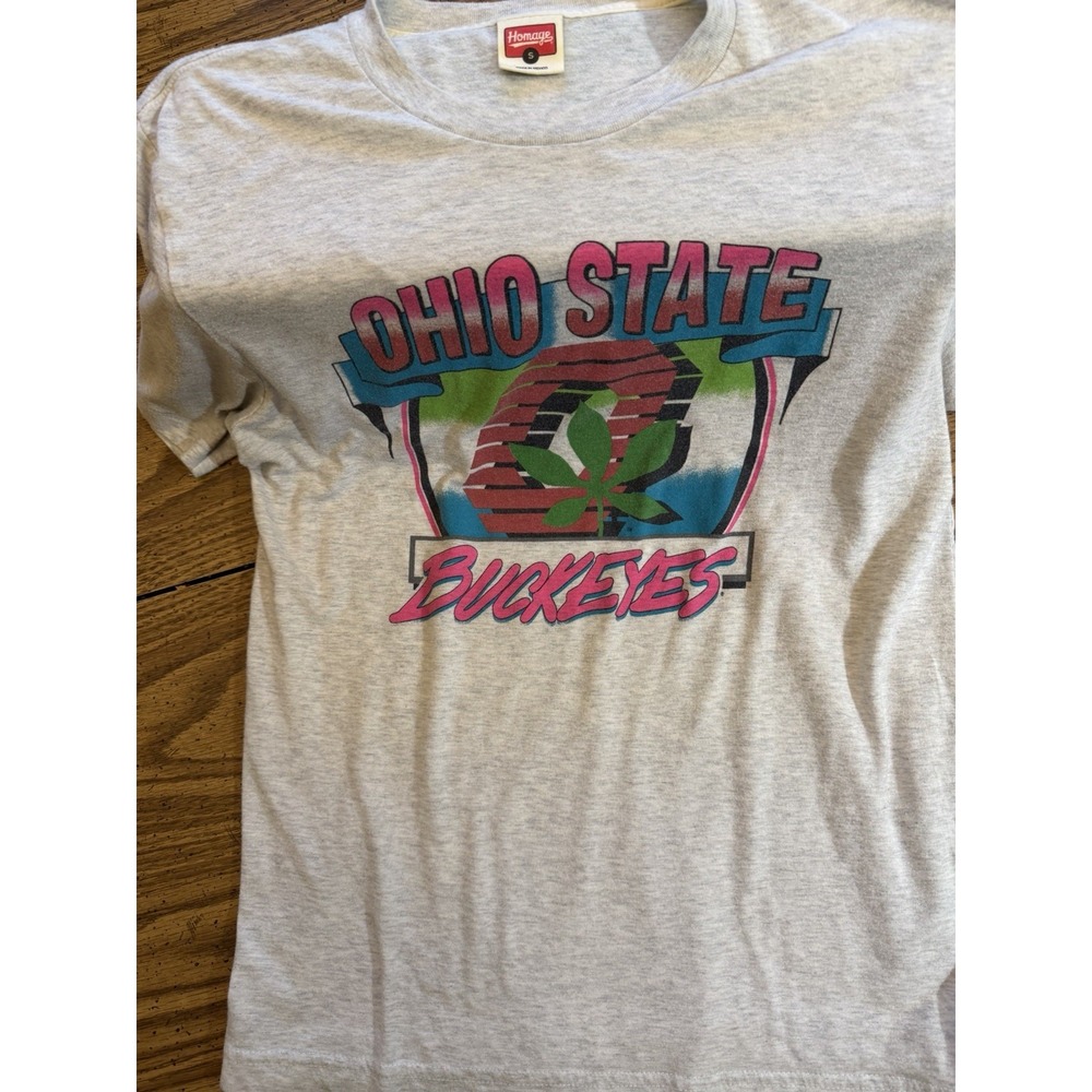 Homage Ohio State Buckeyes Retro Graphic T-Shirt Heather Gray Mens S